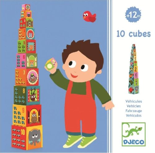 Djeco Toronyépítő kocka: Állatok, autók, számok babajáték