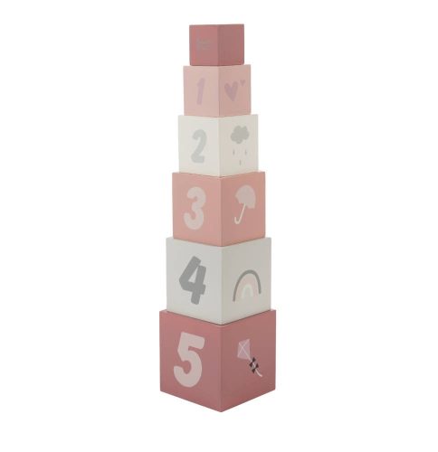Label Label fa játék toronyépítő számokkal rózsaszín