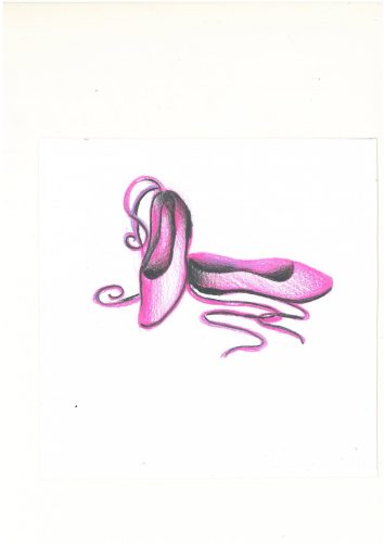 Egyedi, rajzolt öntapadós ovis jel - Balettcipő 4x4