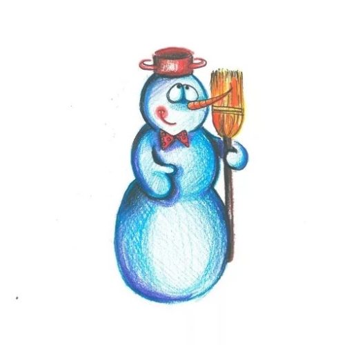 Egyedi, rajzolt vasalható ovis jel - Hóember 2x2