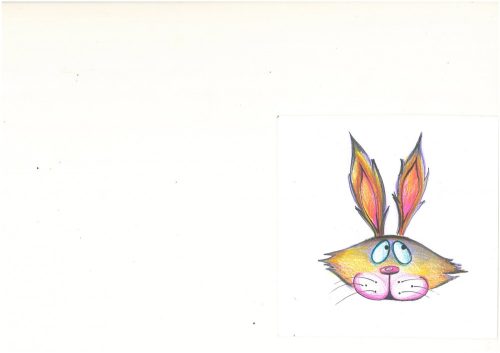 Egyedi, rajzolt öntapadós ovis jel - Nyuszi - 4x4