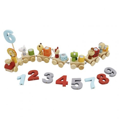 Születésnapi vonat állatfigurákkal és számokkal - Fajáték