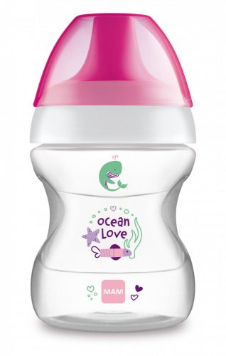 MAM Learn to Drink Planet Love ivópohár 190 ml - 6 h+  - Rózsaszín - Ocean love