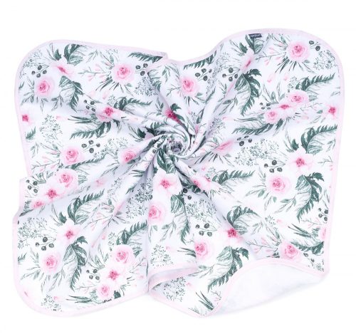 MTT Textil takaró - Fehér alapon Rózsaszín virágok